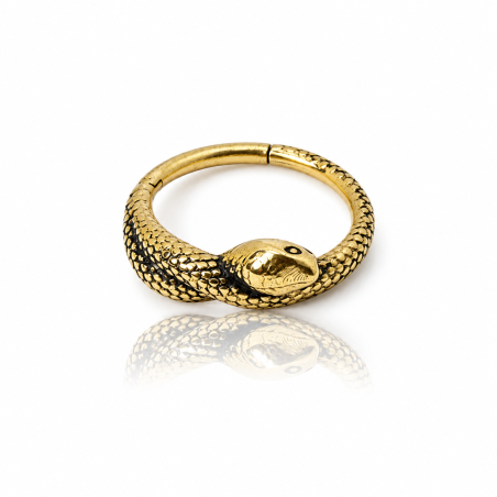 Piercing de Orelha - Serpente Conch Clicker em Aço PVD Gold - 6ORE635
