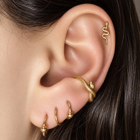 Piercing de Orelha - Serpente Conch Clicker em Aço PVD Gold - 6ORE635