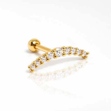 Piercing de Orelha - Cluster em Prata Divino com Zircônia - Banhado a Ouro - 6ORE639