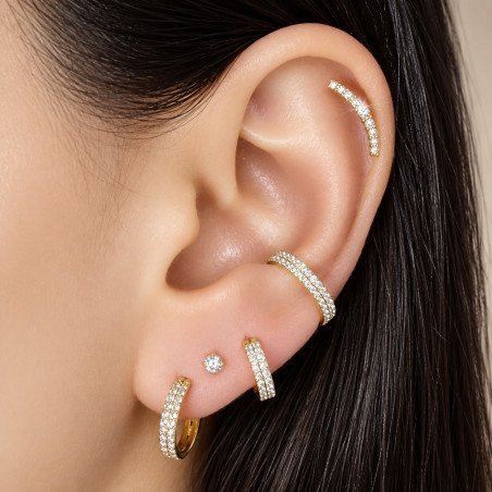 Piercing de Orelha - Cluster em Prata Divino com Zircônia - Banhado a Ouro - 6ORE639