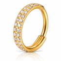 Piercing  Hélix ou Conch Argolinha Dupla Cravejada - 100% em Titânio PVD Gold - 6ORE640