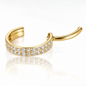 Piercing  Hélix ou Conch Argolinha Dupla Cravejada - 100% em Titânio PVD Gold - 6ORE640