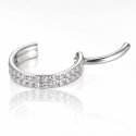 Piercing  Hélix ou Conch Argolinha Dupla Cravejada - 100% em Titânio  - 6ORE641