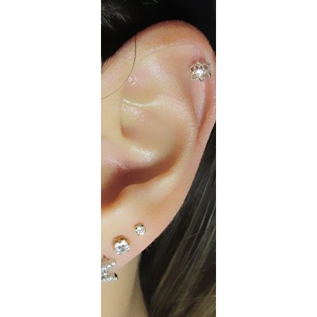 Piercing de Orelha Flor de Lótus em Prata - 6ORE265