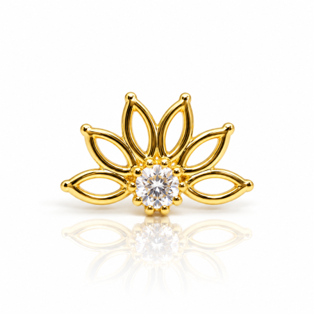 Piercing Flor de Lotus em Prata Banhado a Ouro- 6ORE647