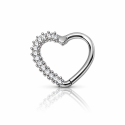 Piercing para Orelha Daith Coração em Prata com Zircônias - 6ORE650