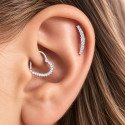 Piercing para Orelha Daith Coração em Prata com Zircônias - Banhado a Ouro - 6ORE651