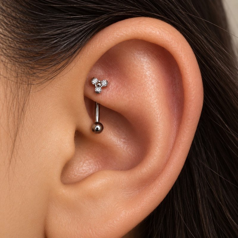 Piercing de Orelha Rook ou Christina  - Trillion em Titânio - 6ORE655