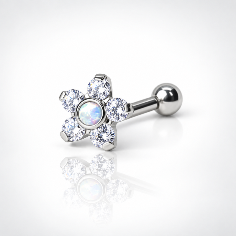 Piercing de Orelha Rook ou Christina  - Florzinha em Titânio - 6ORE656