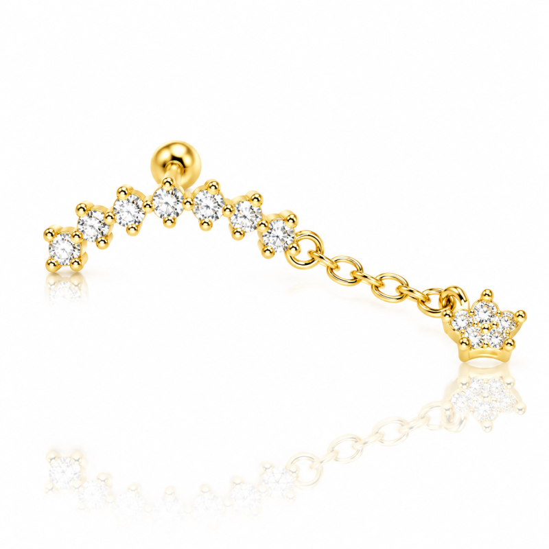 Piercing Cluster Zircônia com correntinha Banhado a Ouro - 6ORE657