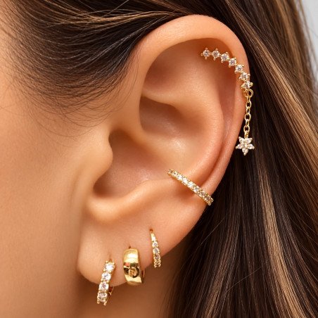 Piercing Cluster Zircônia com correntinha Banhado a Ouro - 6ORE657