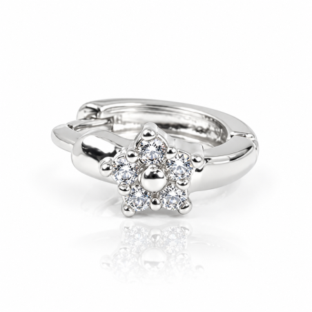 Piercing de Orelha Argolinha - Florzinha Prateada ou Banhada a Ouro - 6ORE663