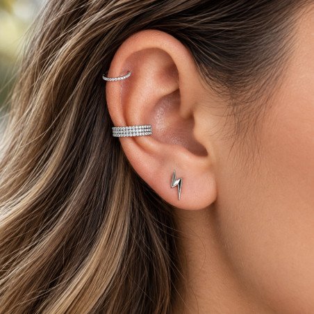 Piercing  Hélix ou Conch Argolinha Tripla Cravejada - 100% em Titânio  - 6ORE664