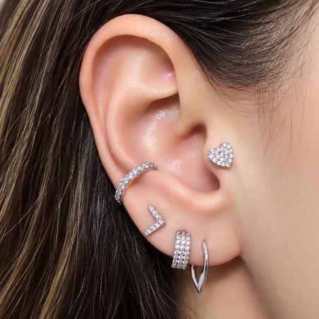 Piercing Labret para Orelha - Coração cravejado de Cristais - 6ORE668