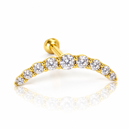 Piercing Cluster Zircônia - 100% Aço - PVD Gold - 6ORE671