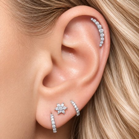 Piercing Cluster Zircônia - 100% Aço - PVD Gold - 6ORE671