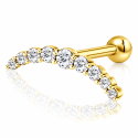 Piercing Cluster Zircônia - 100% Aço - PVD Gold - 6ORE671