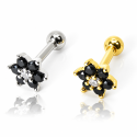 Piercing de Orelha - Florzinha Zircônias Negras - 6ORE674