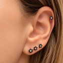 Piercing de Orelha - Florzinha Zircônias Negras - 6ORE674
