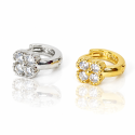Piercing de Orelha Argolinha - Flor Trevo 4 Folhas Prateada ou Banhada a Ouro - 6ORE673