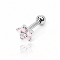 Piercing de Orelha - Mini Florzinha Rosa com Pedra Opala - 6ORE679