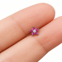 Piercing de Orelha em Aço Cirúrgico - Florzinha Zircônias Rosas - 6ORE682