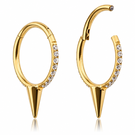 Piercing de Orelha em Titânio PVD Gold - Argolinha Spike - 6ORE689