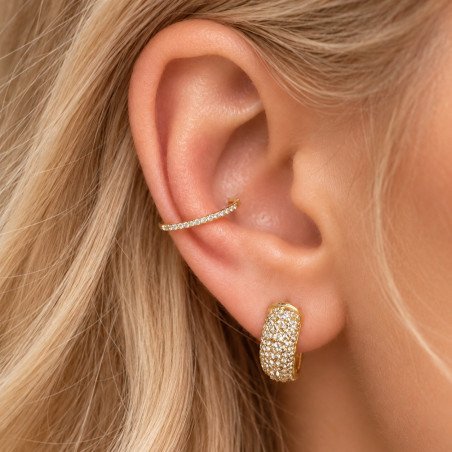 Piercing Conch Meia Argolinha em formato D Cravejada - 100% em Titânio  - 6ORE690