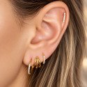 Piercing de Orelha Dourado em Aço Cirúrgico - Barrinha com Zircônias - 6ORE696