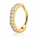 Piercing de Orelha Conch ou Hélix - Argolinha Square Zircônia Cubic -  Aço Cirúrgico PVD Gold - 6ORE700