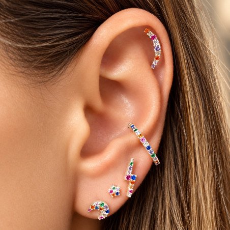 Piercing de Orelha Conch - Zircônias Coloridas - Aço Cirúrgico e Prata 925 - 6ORE701