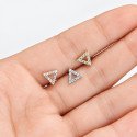 Piercing de Orelha em Aço Cirúrgico - Triângulo Cravejado de Zircônias - 6ORE711