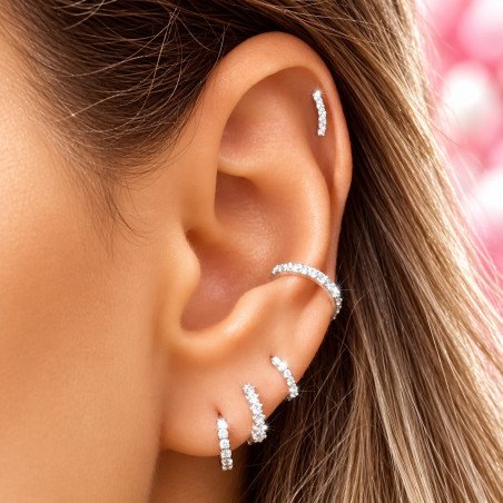 Piercing de Orelha - Divino Cluster Delicado em Prata com Zircônias - 6ORE714