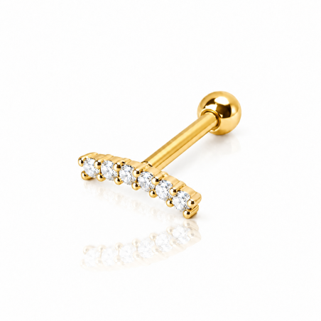 Piercing de Orelha - Divino Cluster Delicado Dourado em Prata com Zircônias - 6ORE715