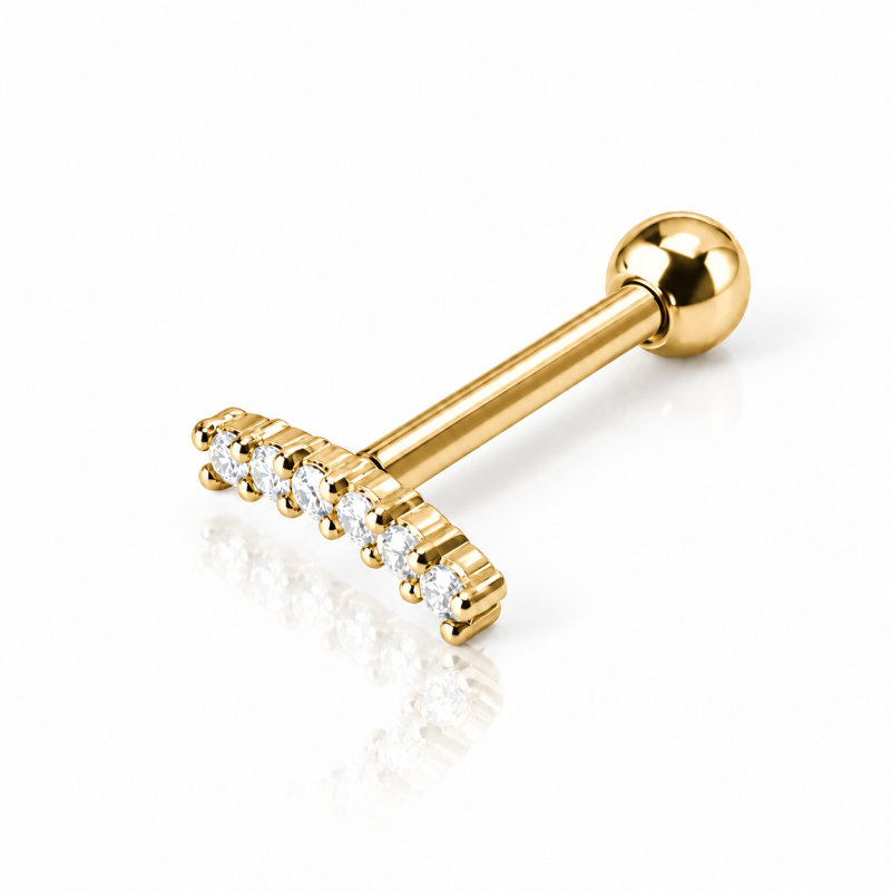 Piercing de Orelha - Divino Cluster Delicado Dourado em Prata com Zircônias - 6ORE715