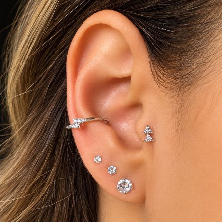 Piercing Conch Argolinha Clicker Raio com Zircônias - Cobalto Cromo - 6ORE717