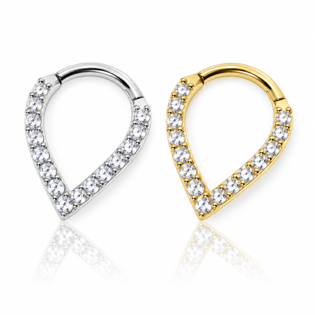 Piercing  Orelha ou Septo Argolinha Clicker V Shaped - 100% em Aço Cirúrgico - 6ORE718