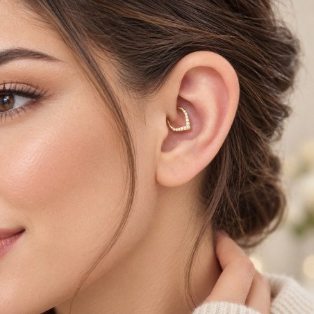 Piercing  Orelha ou Septo Argolinha Clicker V Shaped - 100% em Aço Cirúrgico - 6ORE718