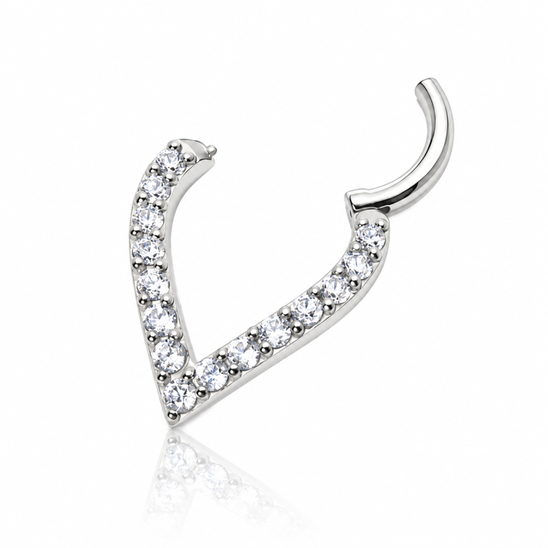 Piercing  Orelha ou Septo Argolinha Clicker V Shaped - 100% em Aço Cirúrgico - 6ORE718