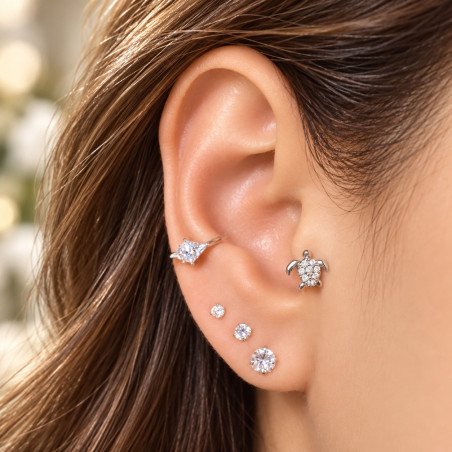 Piercing Conch Argolinha Clicker 3 Triângulos em Zircônia - 100% em Aço Cirúrgico - 6ORE719