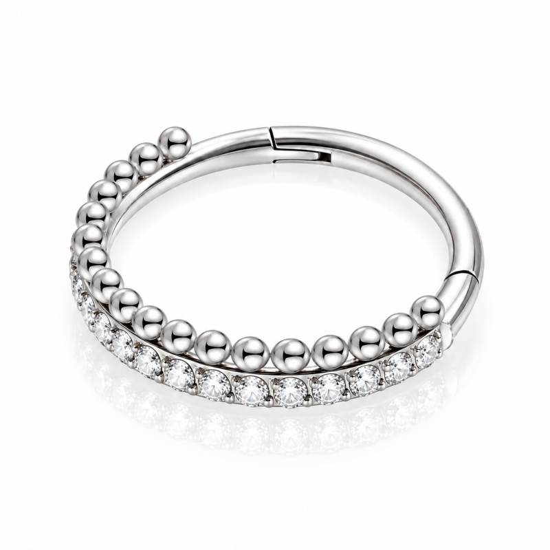 Piercing Hélix ou Conch Argolinha Clicker Cravejada - 100% Titânio - 6ORE720