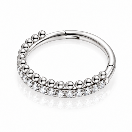 Piercing Hélix ou Conch Argolinha Clicker Cravejada - 100% Titânio - 6ORE720