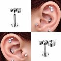 Piercing de Orelha - Labret Cluster Zircônias - 100% Aço Cirúrgico - 6ORE732