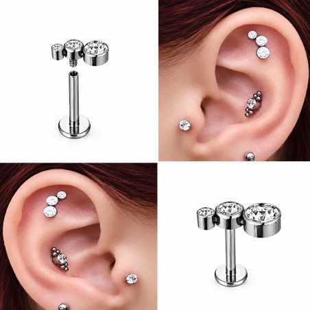 Piercing de Orelha - Labret Cluster Zircônias - 100% Aço Cirúrgico - 6ORE732