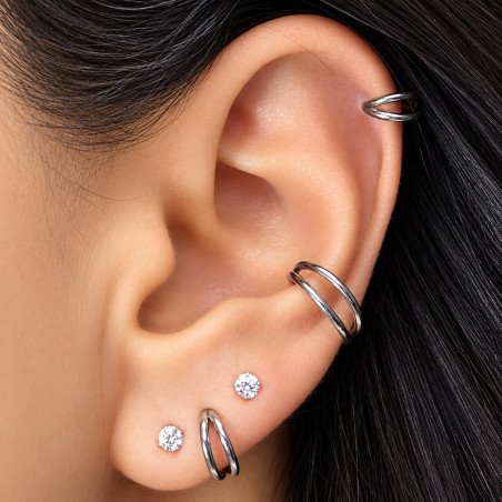 Piercing Hélix ou Conch Argolinha Clicker Dupla - 100% em Titânio - 6ORE734