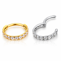Piercing Hélix ou Conch Argolinha Clicker Cravejada - 100% Titânio - Natural ou PVD - 6ORE736