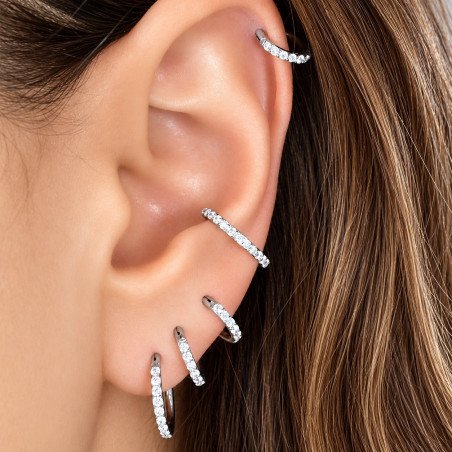 Piercing Hélix ou Conch Argolinha Clicker Cravejada - 100% Titânio - Natural ou PVD - 6ORE736