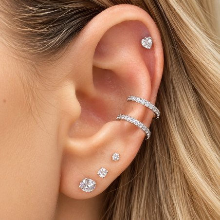 Piercing de Orelha em Prata Banhado a Ouro - Estrela ou Coração - 6ORE744