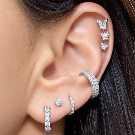 Piercing de Orelha - Cluster 3 Borboletas com Cristais - 6ORE746