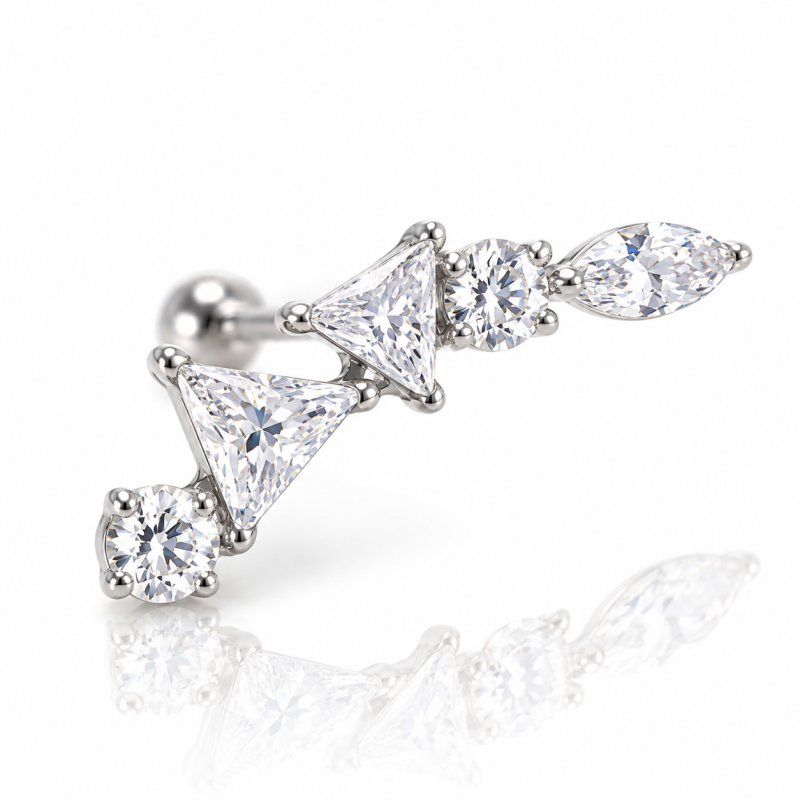 Piercing de Orelha - Cluster Zircônias Divinas - 6ORE747